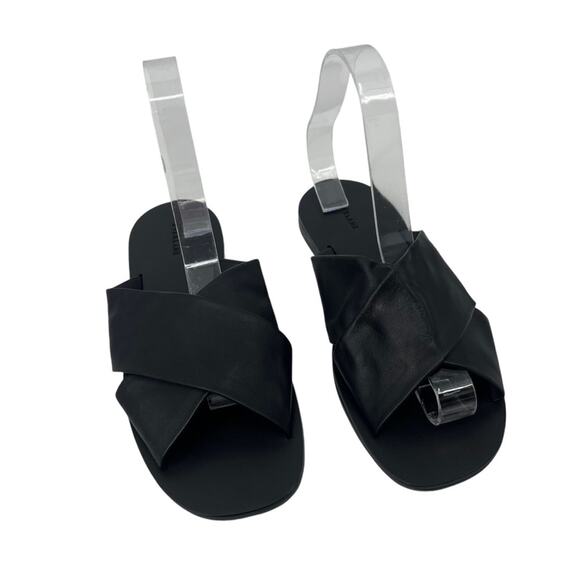 EVERLANE The Day Crossover Sandals Leather Black Flat Heel Slip On 7.5 NEW - Picture 4 of 7